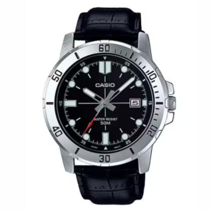 Casio General MTP-VD01L-1EV Black Leather Band Men Watch